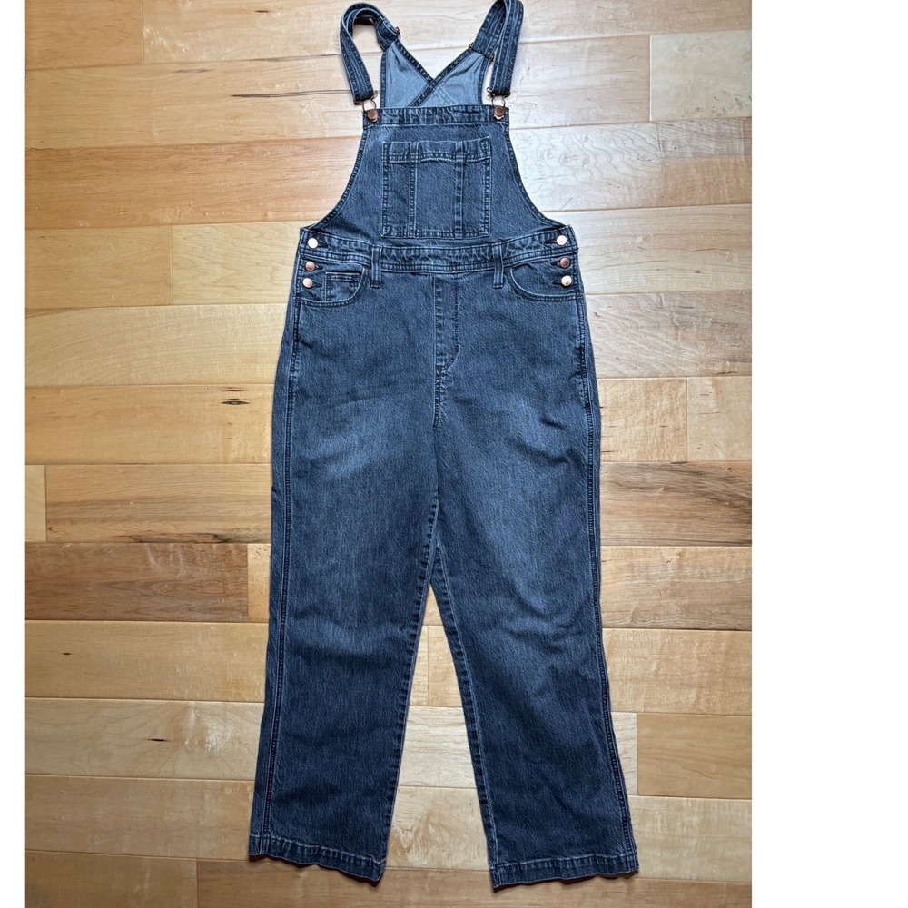 Universal Thread Overalls Women 6/28R Black Denim Straight Leg Stretch Bib